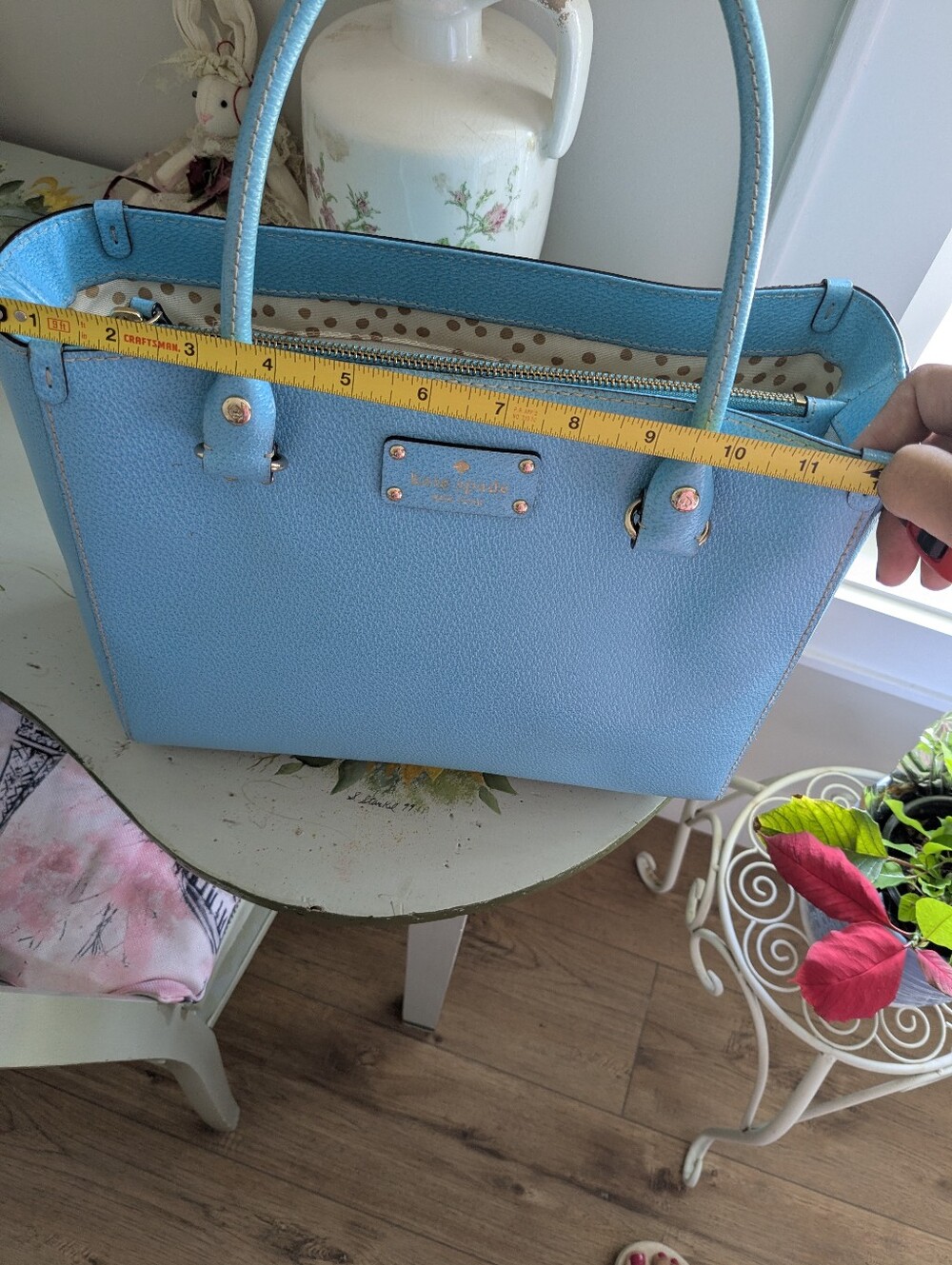 kate spade Sky Blue Pebbled Leather Tote - Picture 9 of 10